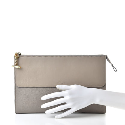 Chloe Grained Calfskin Joe Clutch Motty Grey 2 of 8