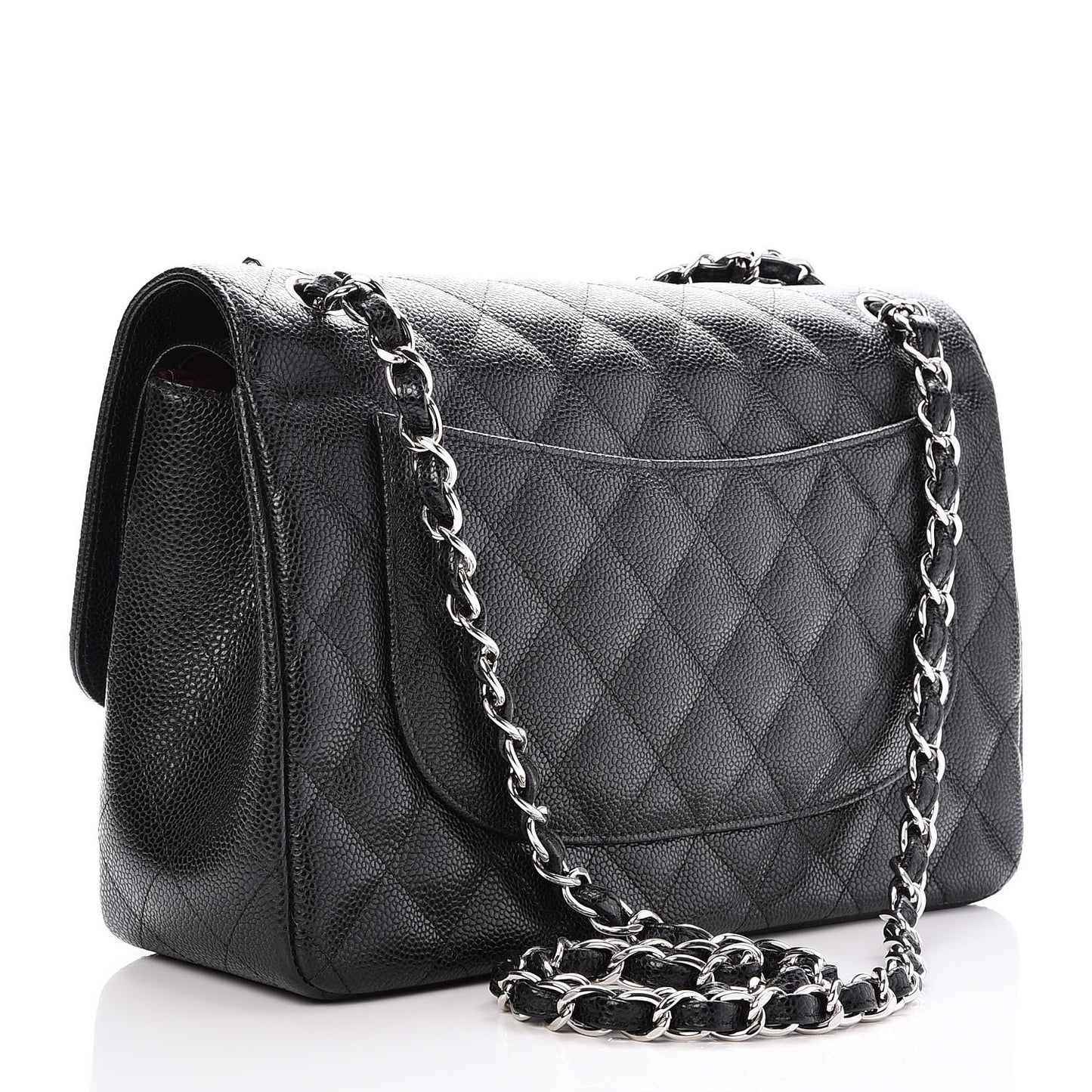 Caviar Quilted Jumbo Double Flap Black