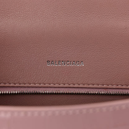 Balenciaga Shiny Calfskin Crocodile Embossed Small Hourglass Top Handle Bag Powder Pink 6 of 11
