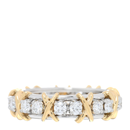 Tiffany Platinum 18K Yellow Gold Diamond Schlumberger Sixteen Stone Ring 60 9 3 of 5