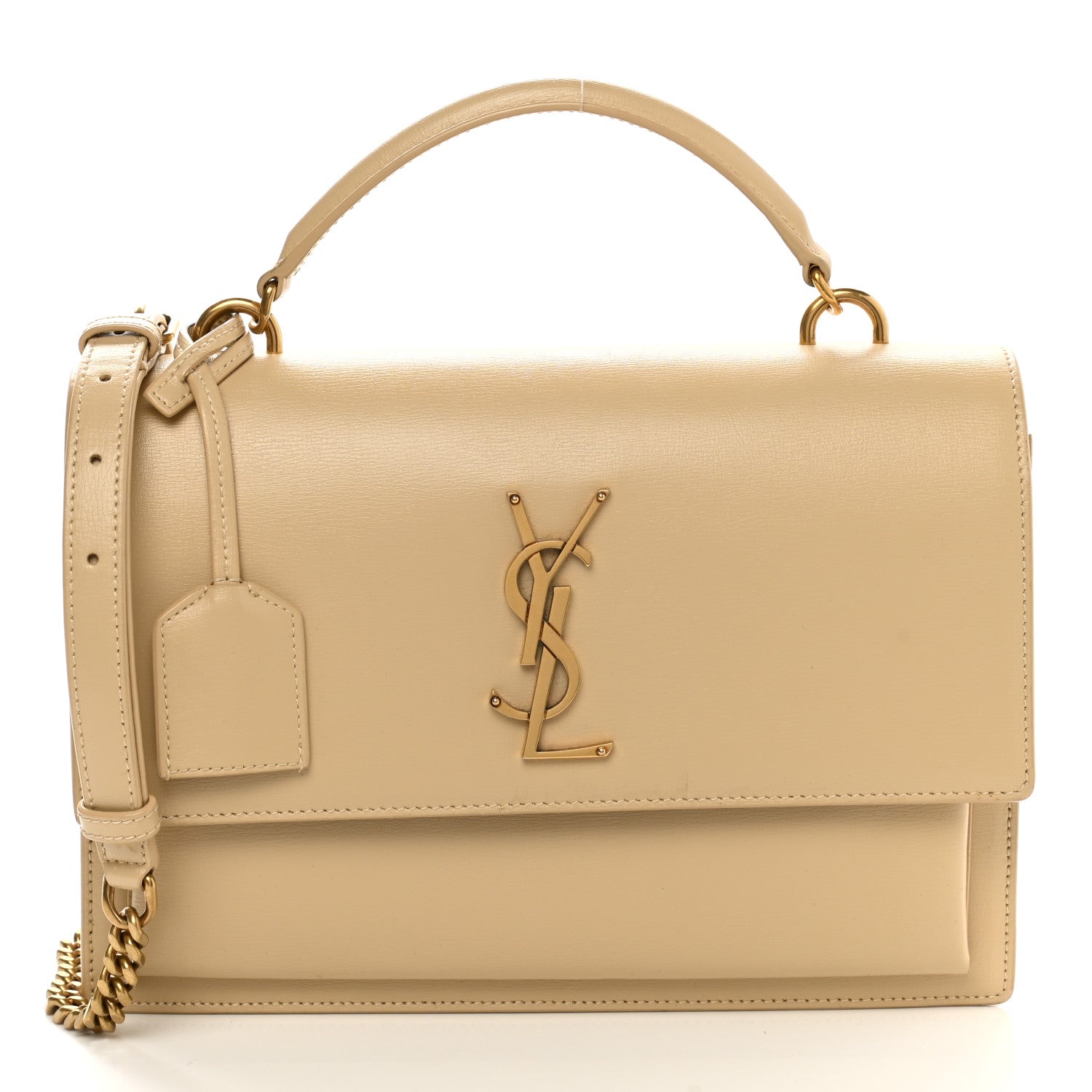 Saint Laurent Smooth Calfskin Medium Monogram Sunset Satchel Beige 1 of 13