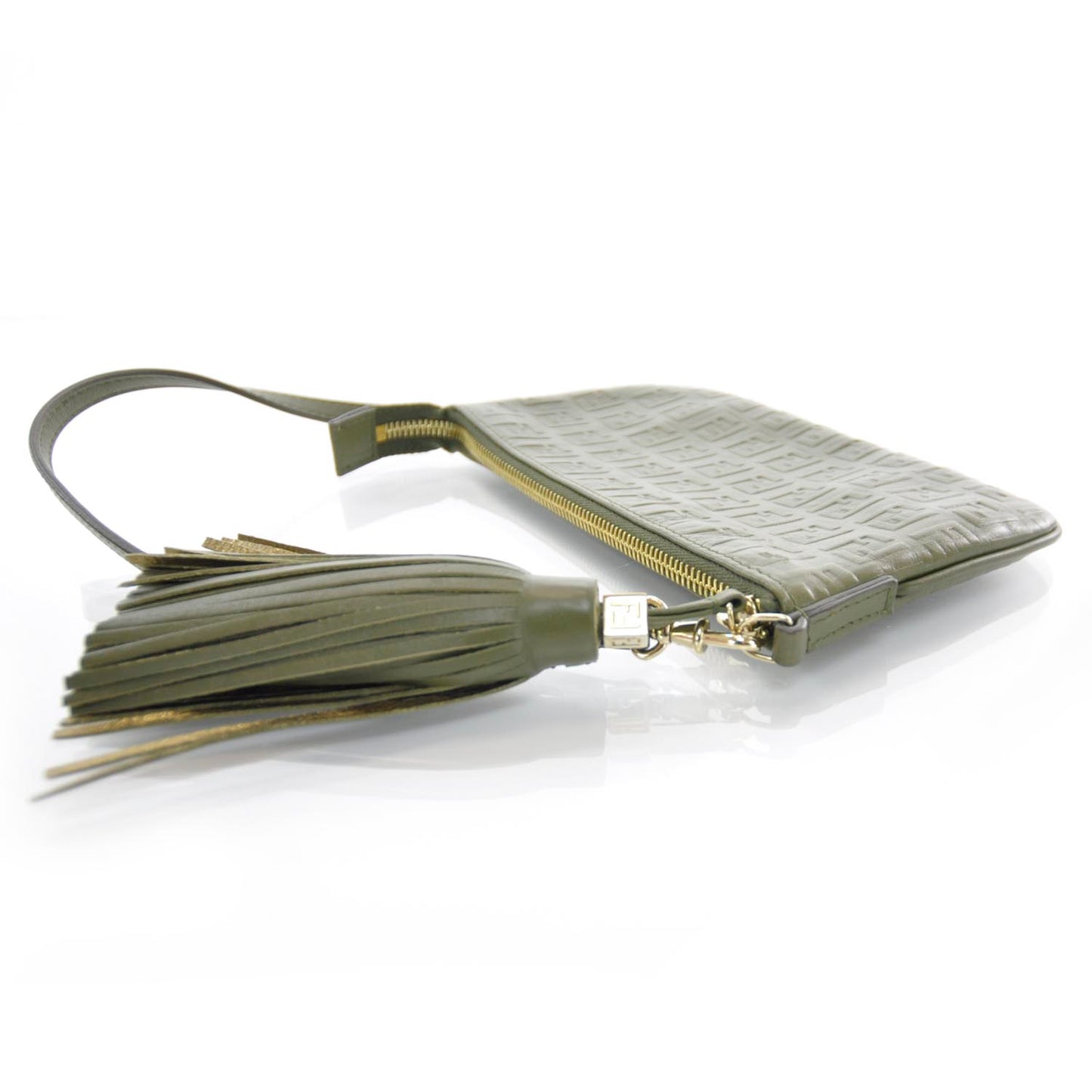 Leather Tassel Pochette Green