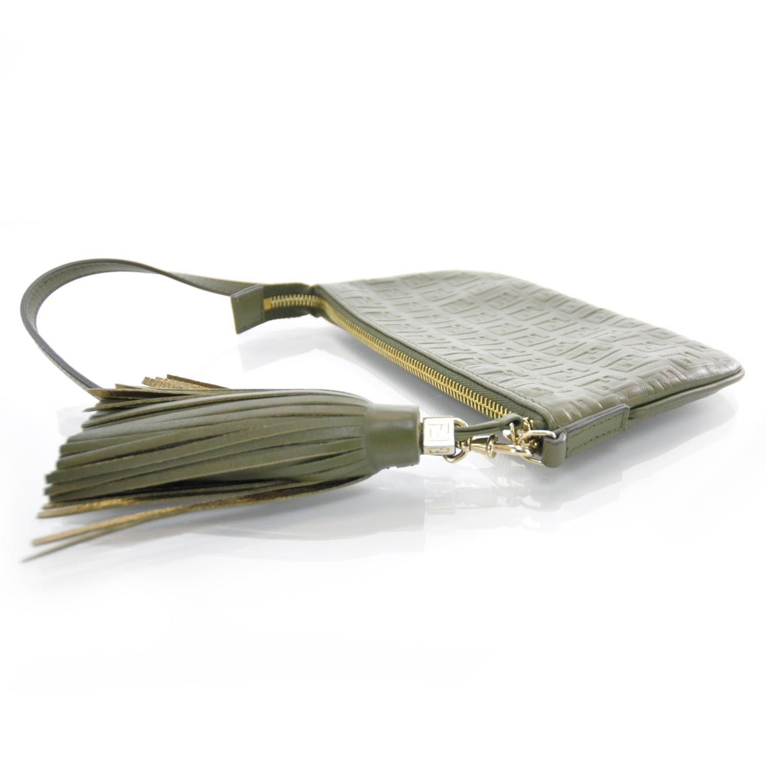 Fendi Leather Tassel Pochette Green 4 of 8