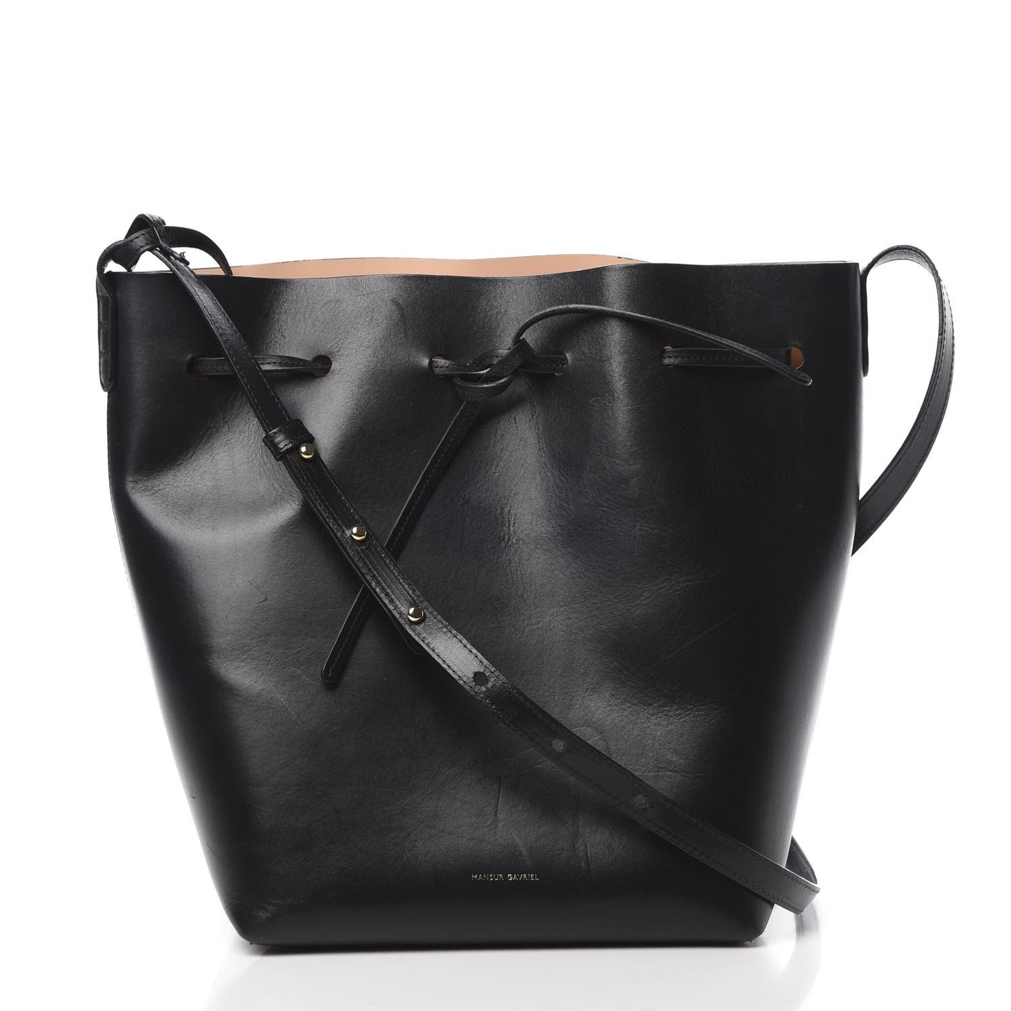 Vegetable Tanned Calfskin Bucket Bag Black Ballerina
