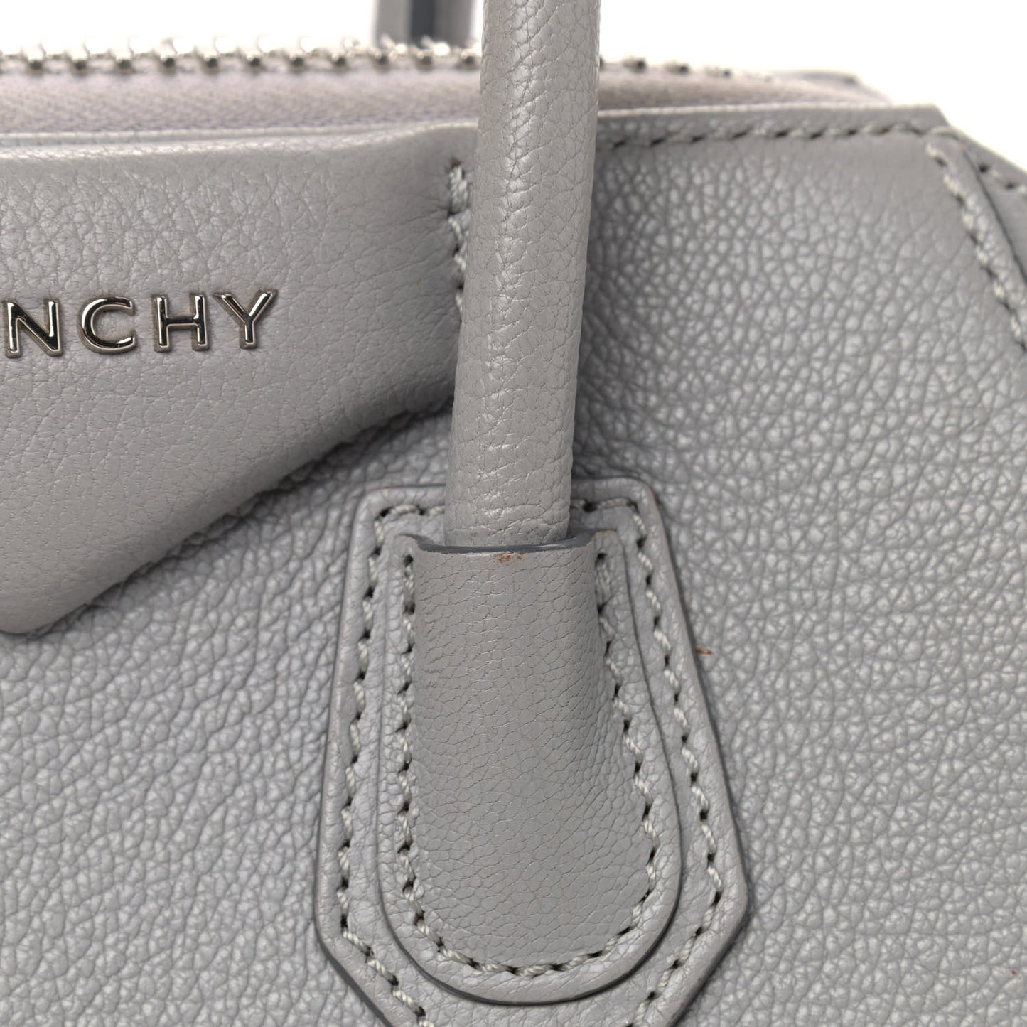 Sugar Goatskin Mini Antigona Pearl Grey