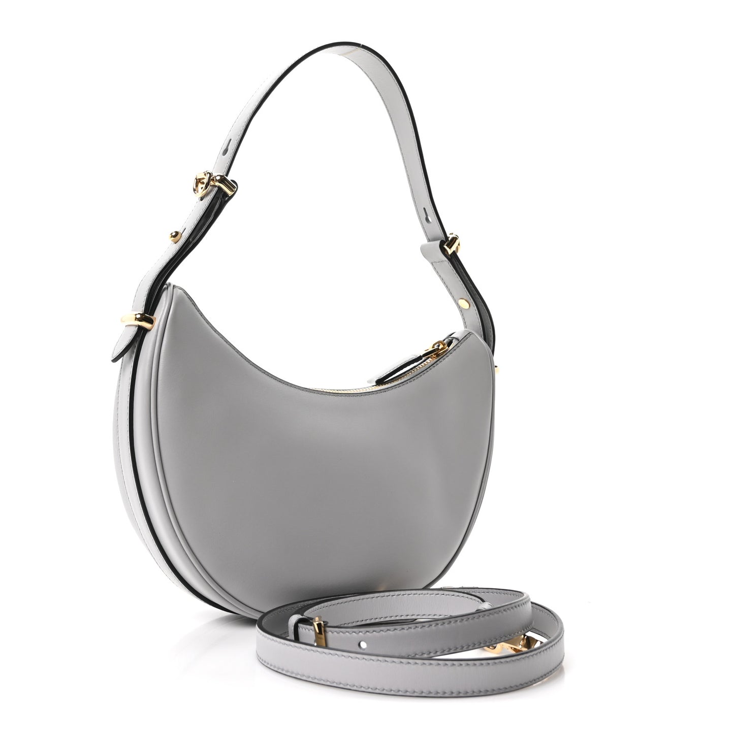 Soft Calfskin Arque Shoulder Bag Granito