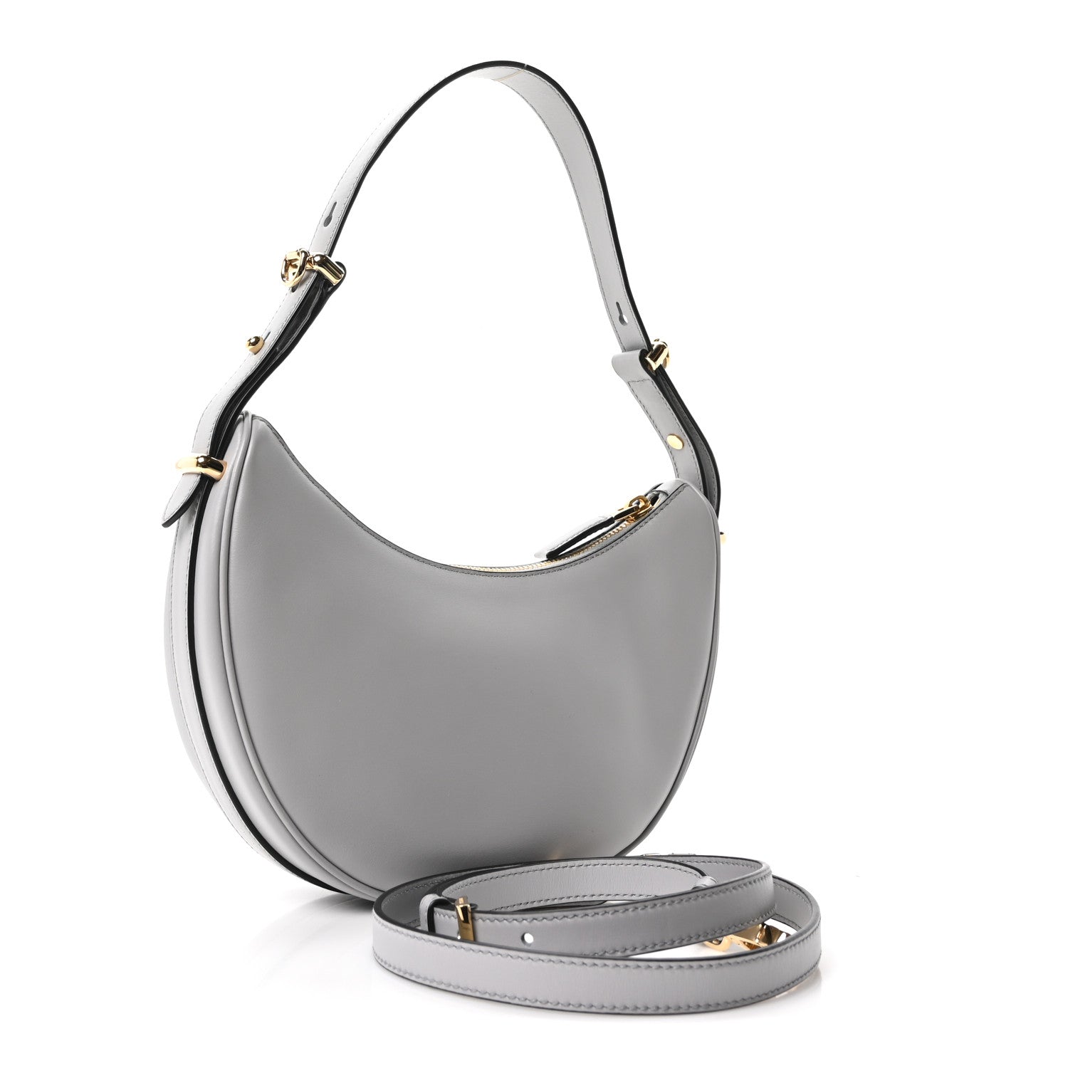 Prada Soft Calfskin Arque Shoulder Bag Granito 3 of 10