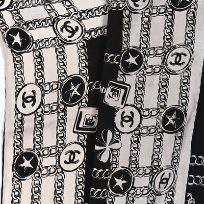 Chanel Silk CC Square Scarf Black White 3 of 3