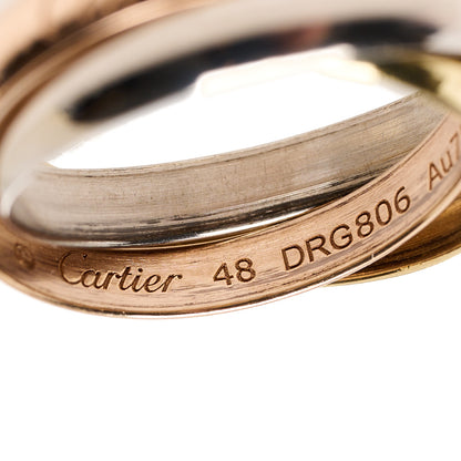 Cartier 18K Pink Yellow White Gold Small Trinity Ring 48 4.5 4 of 5