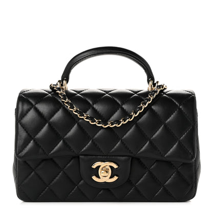 Chanel Lambskin Quilted Mini Top Handle Rectangular Flap Black 1 of 10