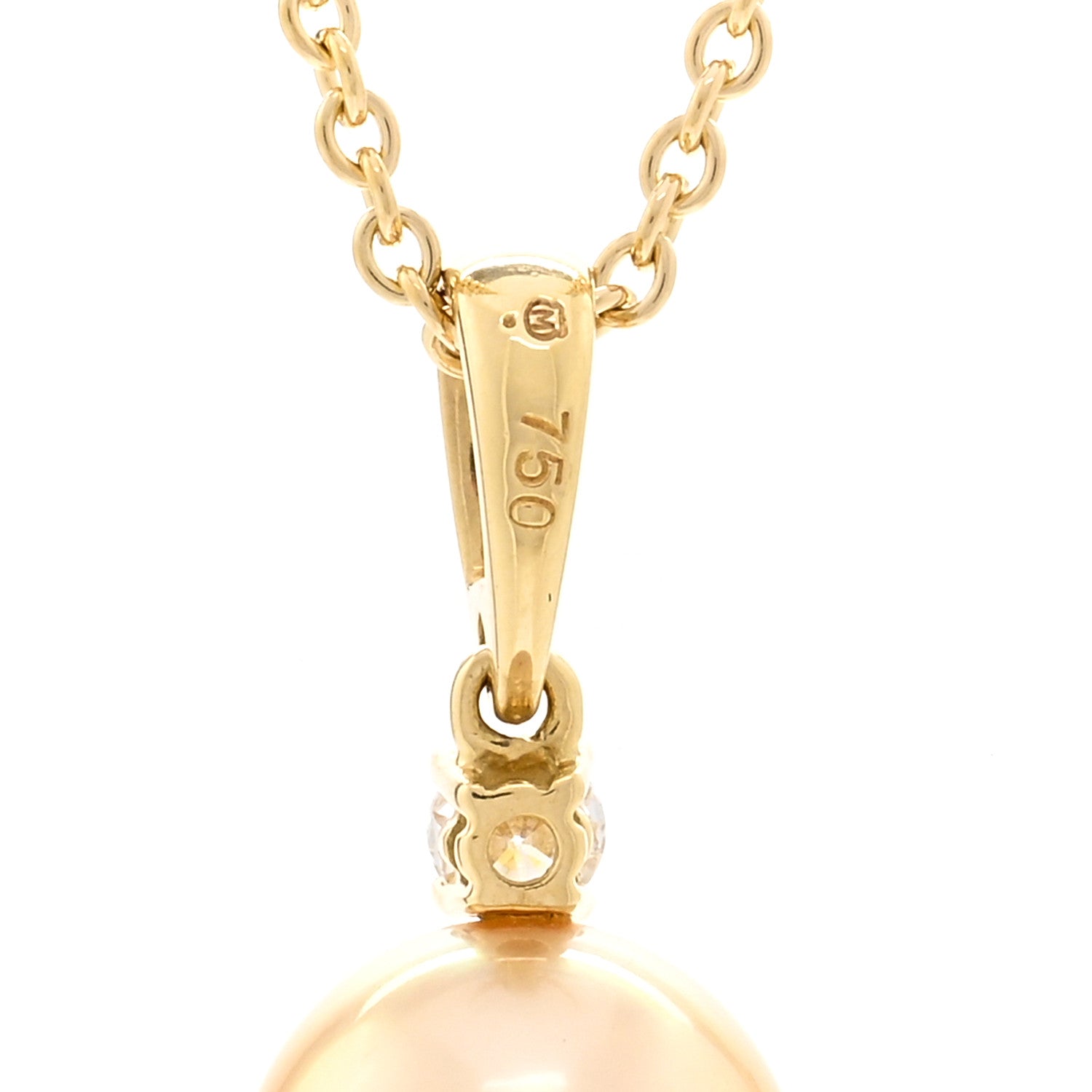 Mikimoto 18K Yellow Gold Diamond Golden Cultured Pearl 9.5-10mm Pendant Necklace 4 of 4