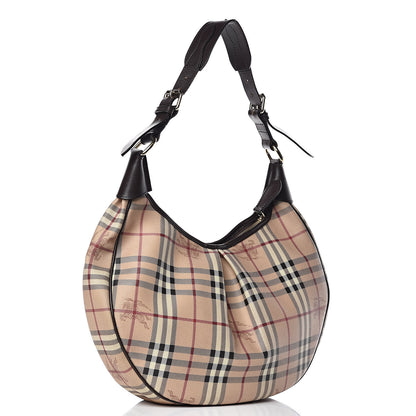 Burberry Haymarket Check Hobo Brown 3 of 19