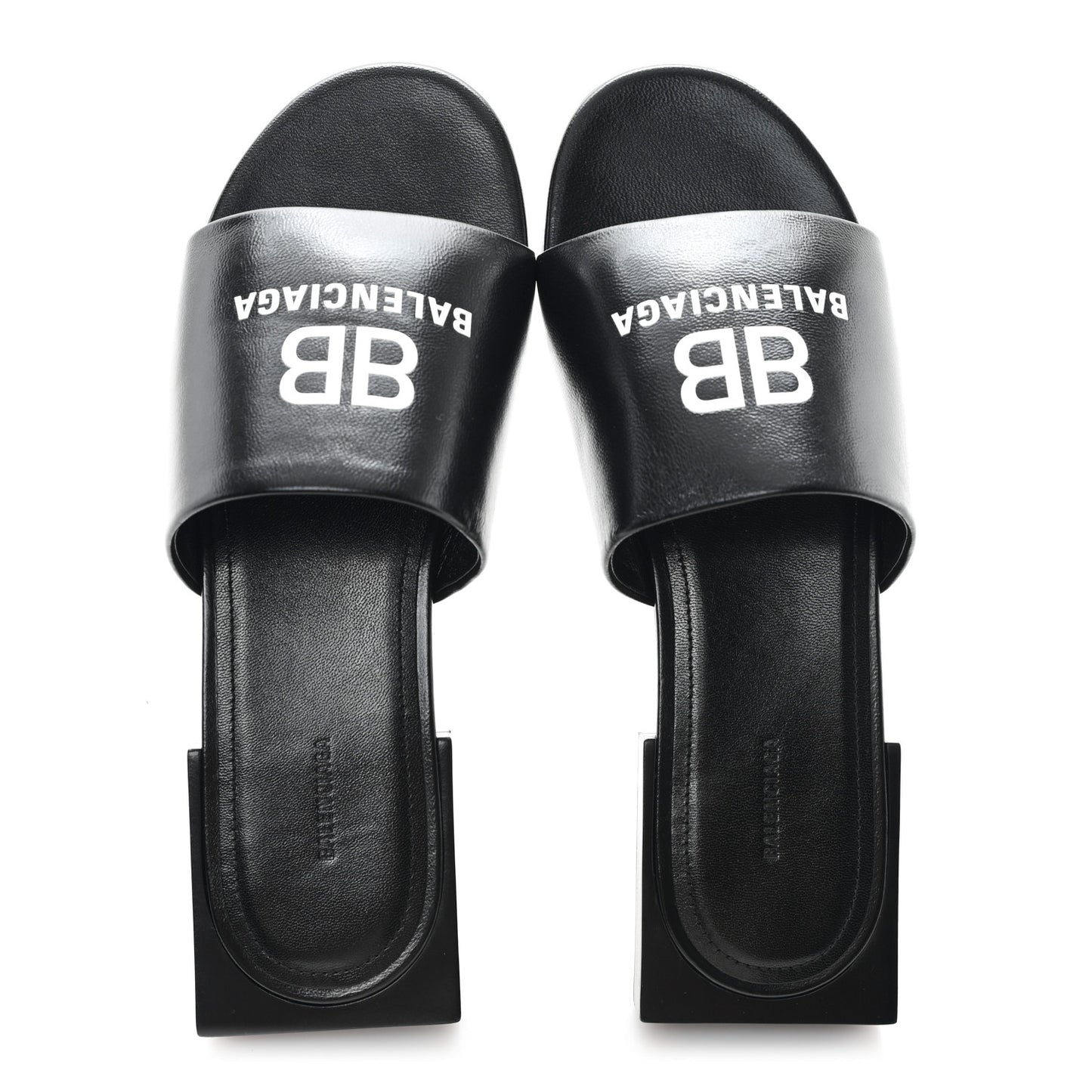 Nappa Soft Box Flat Sandals 36 Black White