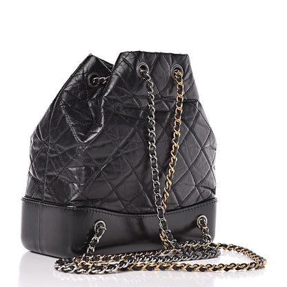 Chanel Aged Calfskin Quilted Small Gabrielle Backpack Black 3 of 9