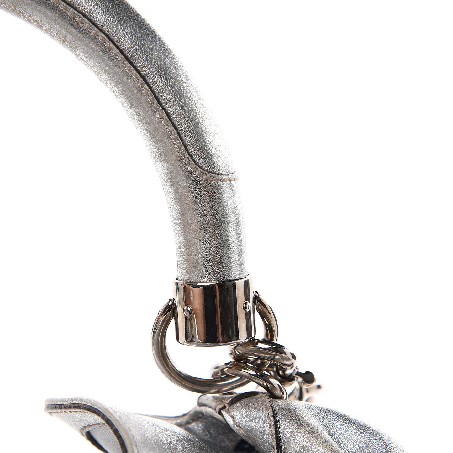 Metallic Calfskin Medium Indy Top Handle Hobo Silver