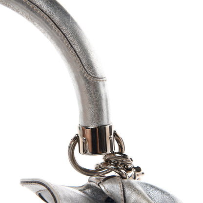 Gucci Metallic Calfskin Medium Indy Top Handle Hobo Silver 13 of 17