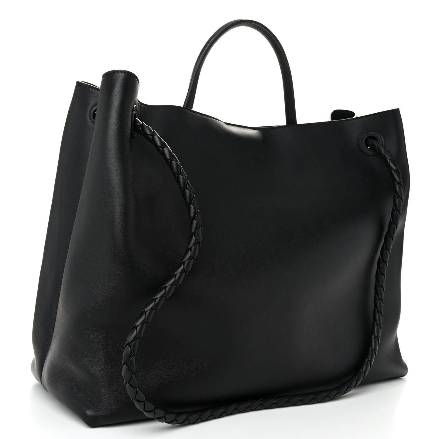 Silky Calfskin Large Andiamo Shoulder Bag Black