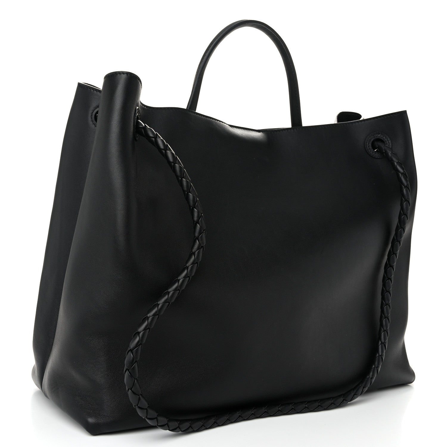 Bottega Veneta Silky Calfskin Large Andiamo Shoulder Bag Black 3 of 9