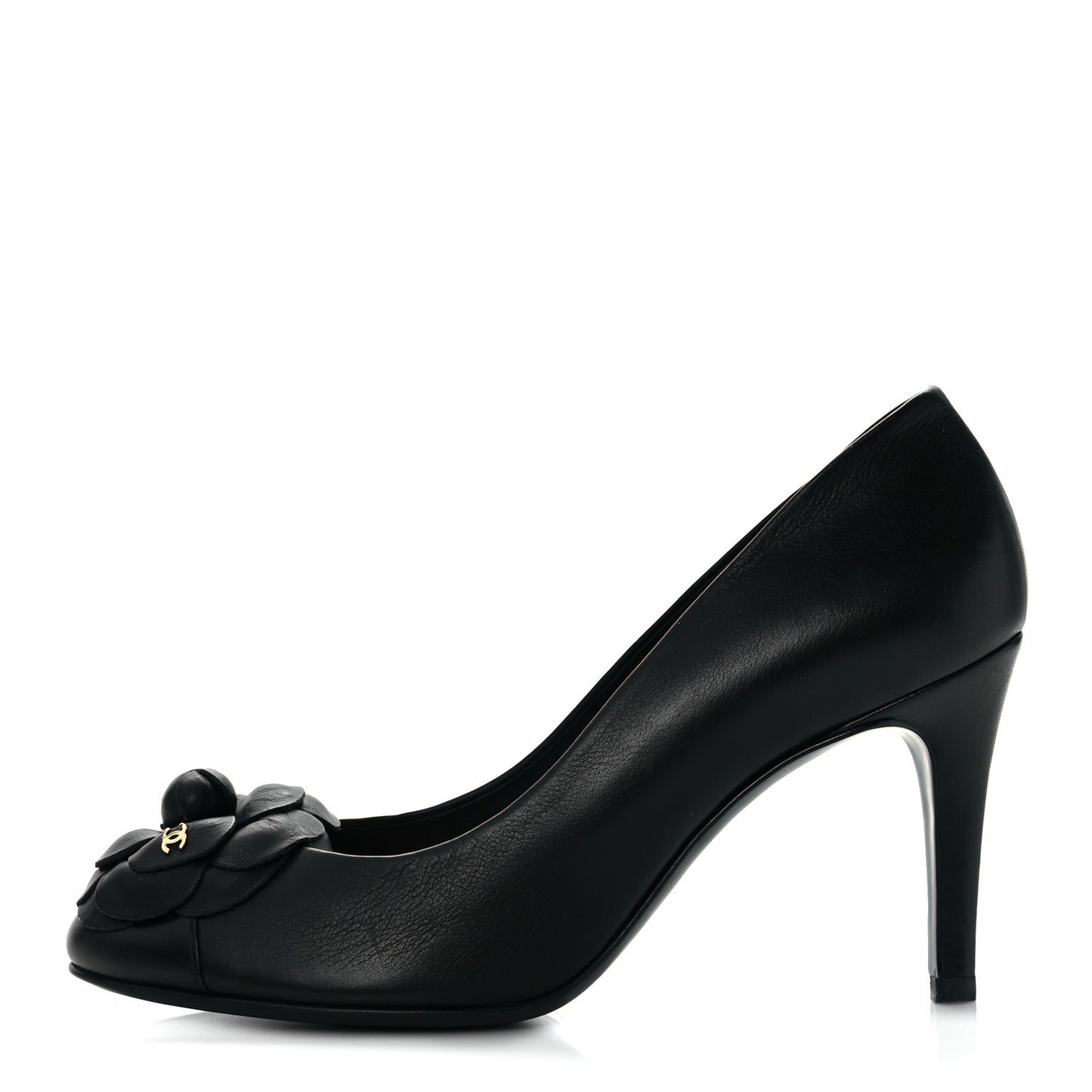 Lambskin Camellia Pumps 39.5 Black