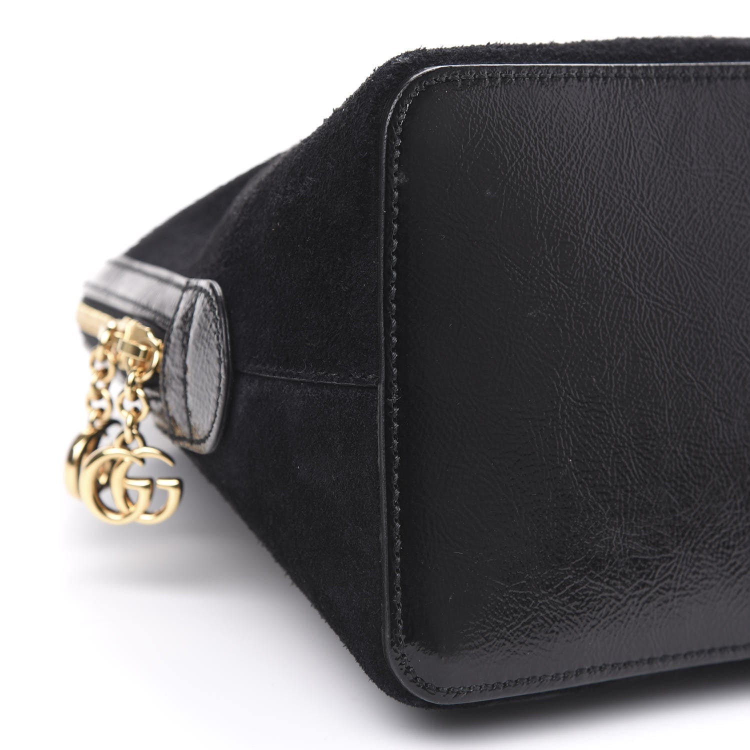 Gucci Suede Patent GG Web Medium Ophidia Top Handle Dome Bag Black 8 of 10
