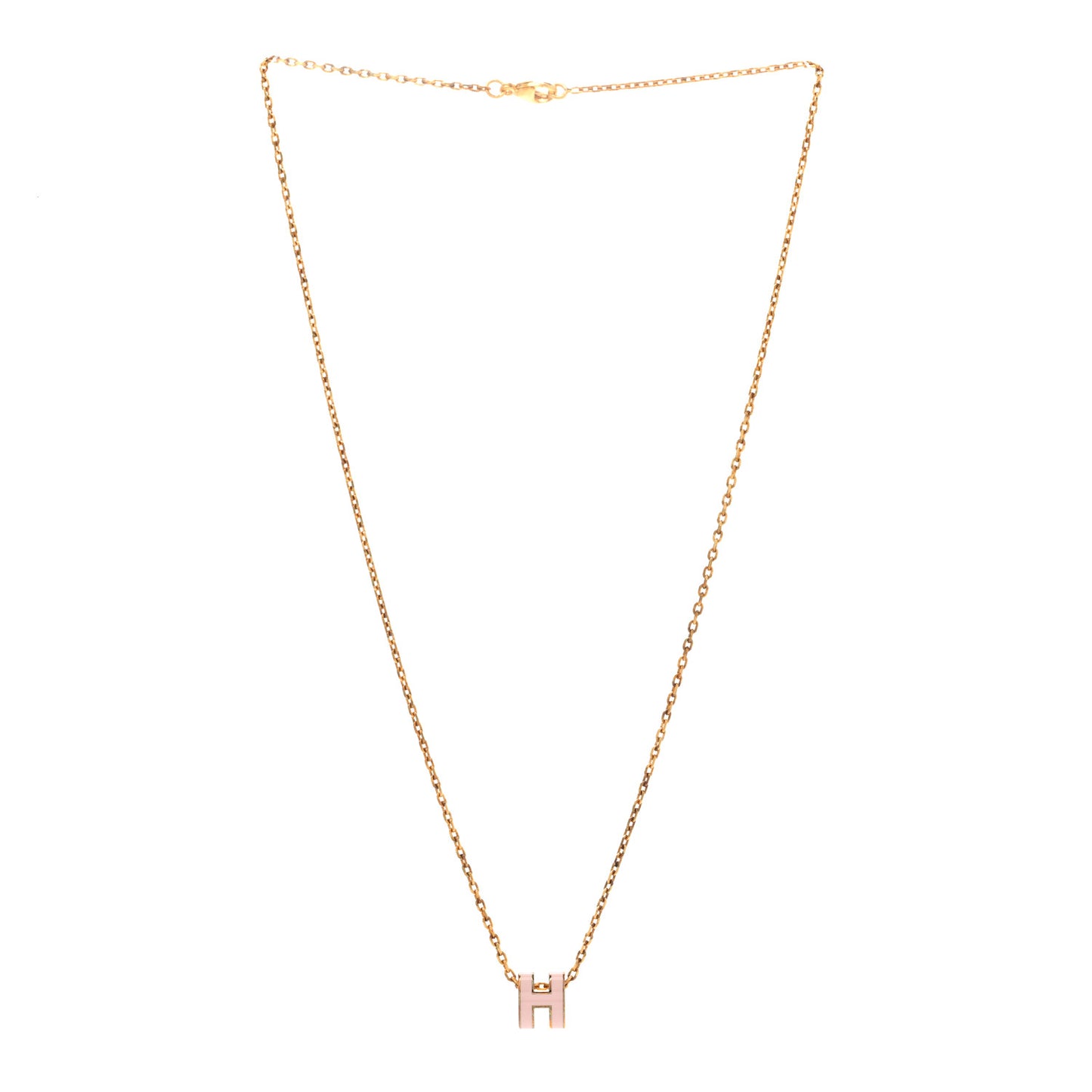Lacquered Gold Mini Pop H Pendant Necklace Rose Dragee