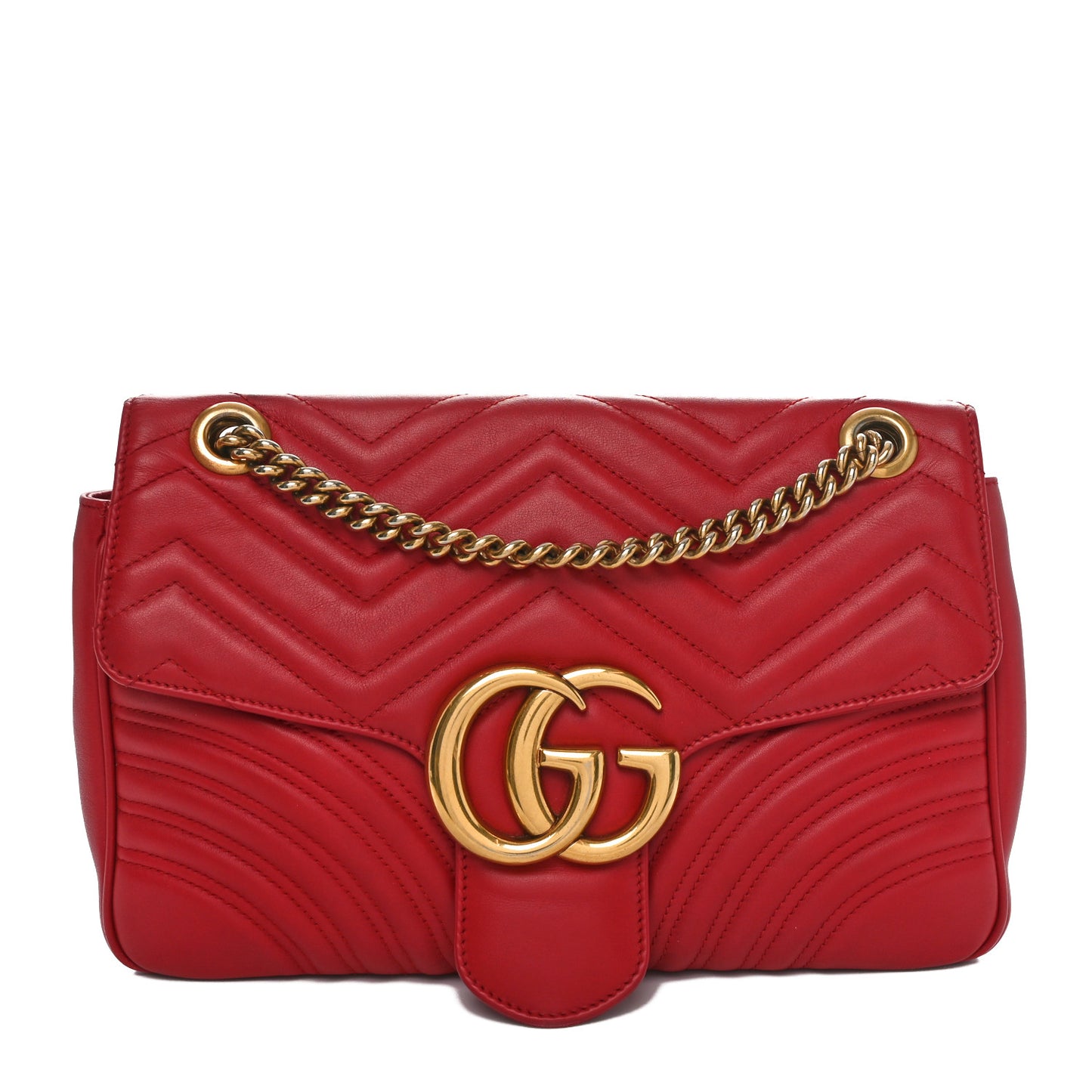 Calfskin Matelasse Medium GG Marmont Shoulder Bag Hibiscus Red