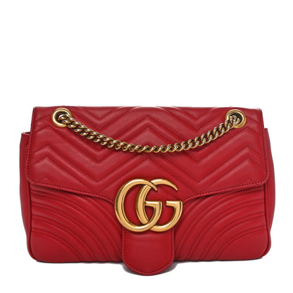 Gucci Calfskin Matelasse Medium GG Marmont Shoulder Bag Hibiscus Red 1 of 10