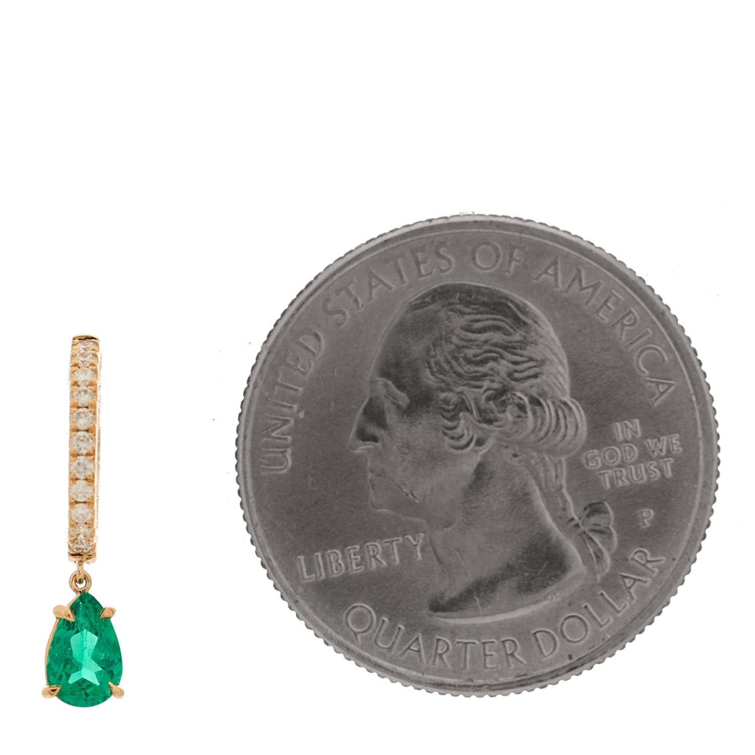 Anita Ko 18K Rose Gold Diamond Emerald Pear Drop Huggie Single Earring 2 of 4