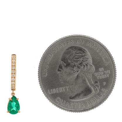 Anita Ko 18K Rose Gold Diamond Emerald Pear Drop Huggie Single Earring 2 of 4