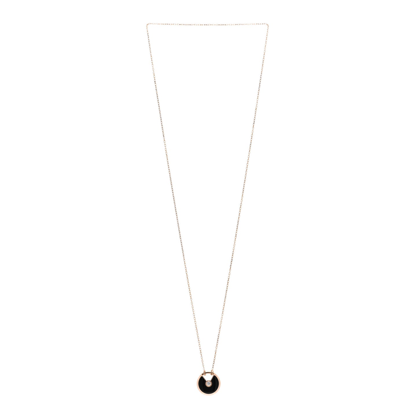 18K Pink Gold Diamond Black Onyx SM Amulette de Cartier Pendant Necklace