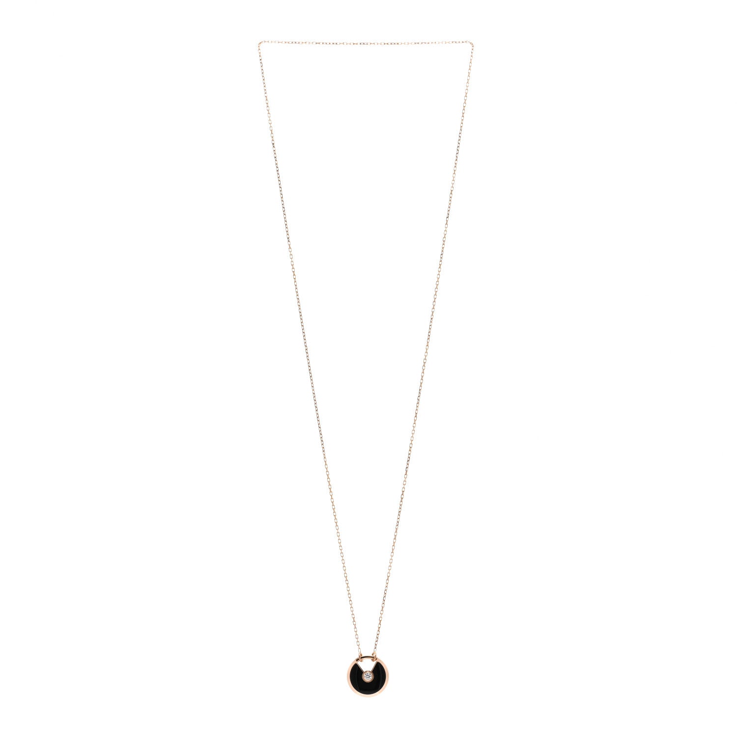 Cartier 18K Pink Gold Diamond Black Onyx SM Amulette de Cartier Pendant Necklace 3 of 5
