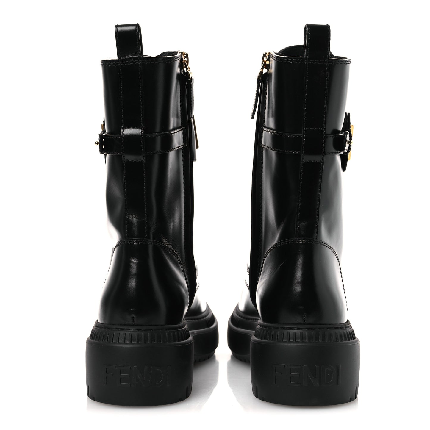 Vitello Abrasivato Fendigraphy 50mm Biker Boots Black 40 Black