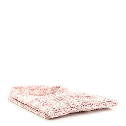 Prada Yarn Raffia Effect Crochet Embroidered Logo Tote Messenger Bag Pink 4 of 9