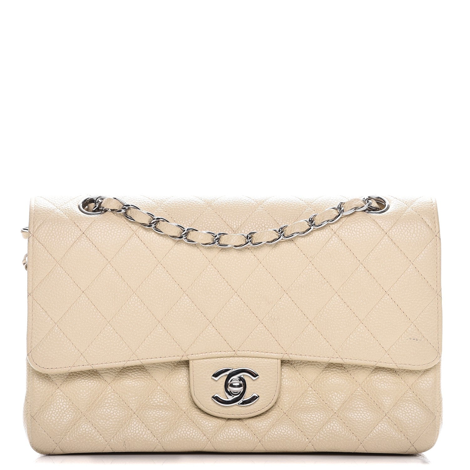 Chanel Caviar Quilted Medium Double Flap Beige Clair 1 of 12