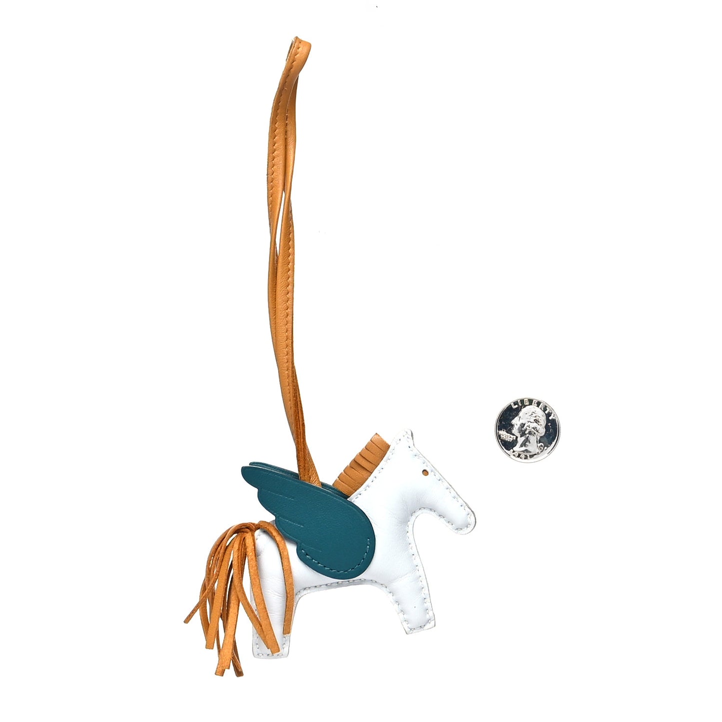 Milo Lambskin Grigri Rodeo Pegase Horse Bag Charm PM Bleu Brume Sesame Vert Bosphore