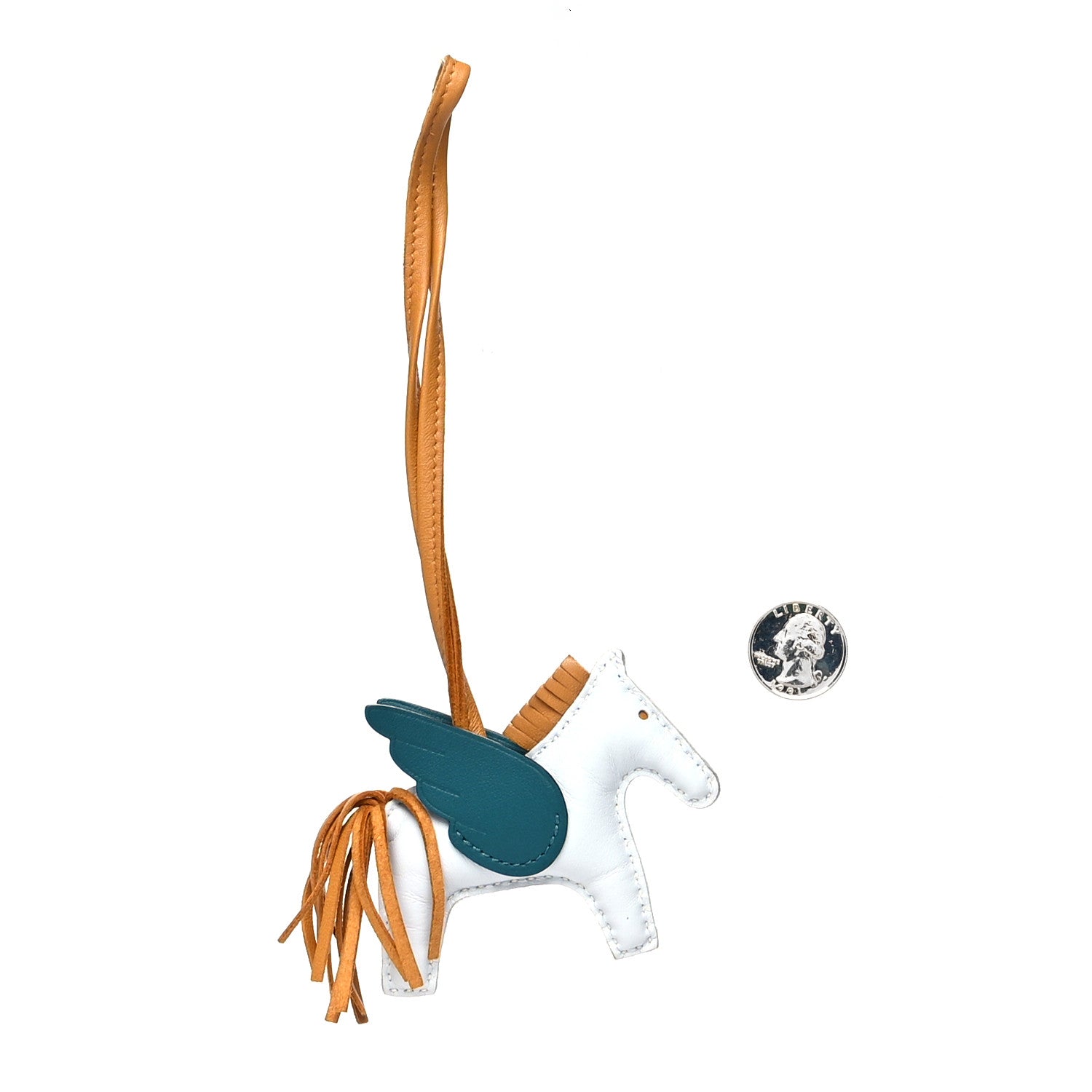 Hermes Milo Lambskin Grigri Rodeo Pegase Horse Bag Charm PM Bleu Brume Sesame Vert Bosphore 2 of 4