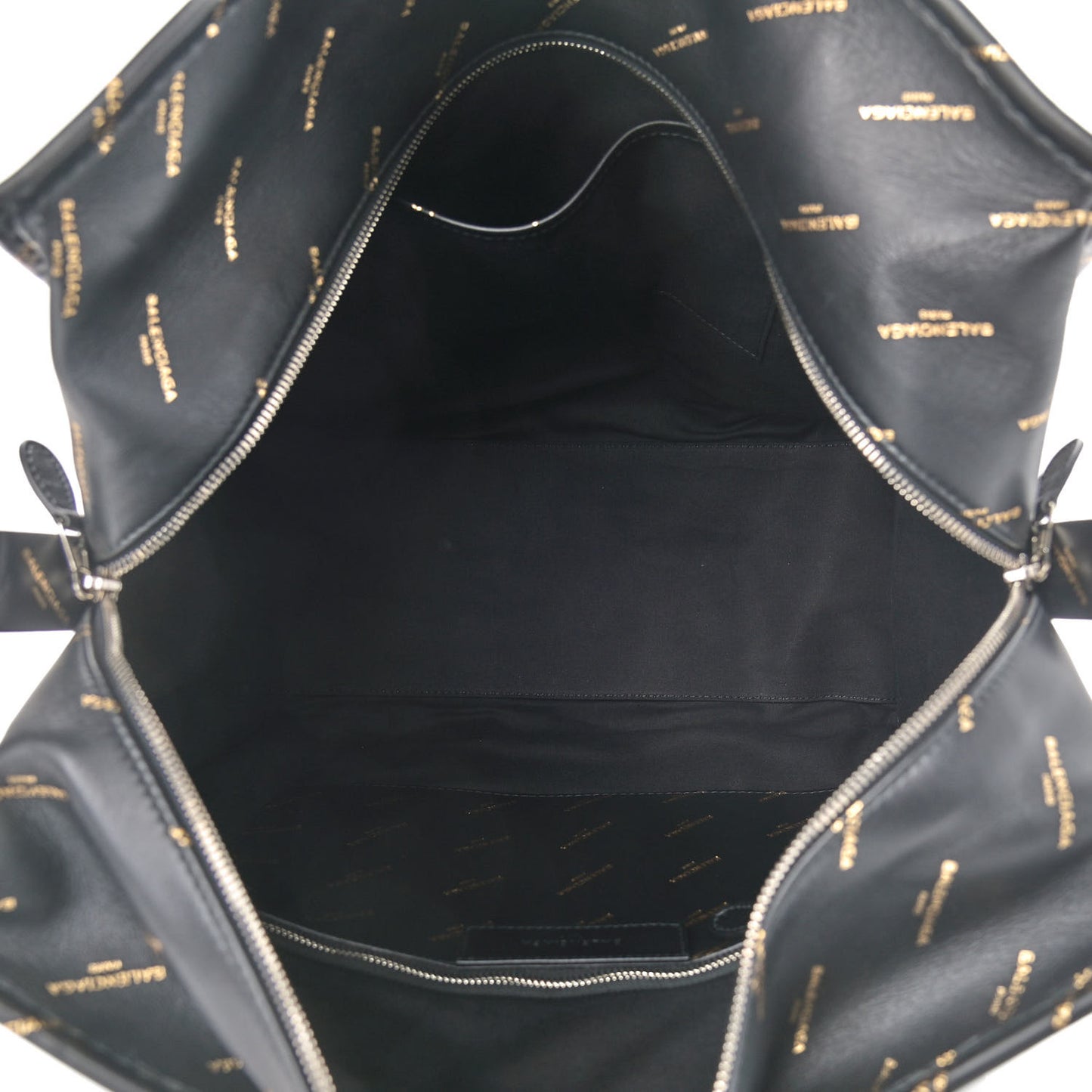 Calfskin Allover Logo Medium Bazar Shopper Tote Black Gold