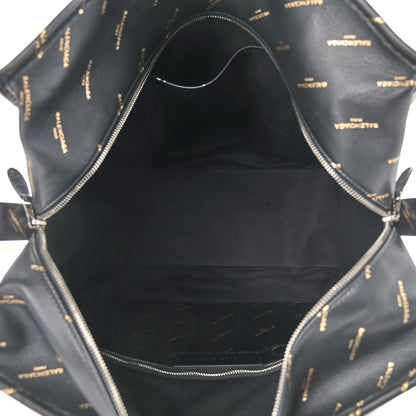 Balenciaga Calfskin Allover Logo Medium Bazar Shopper Tote Black Gold 5 of 10