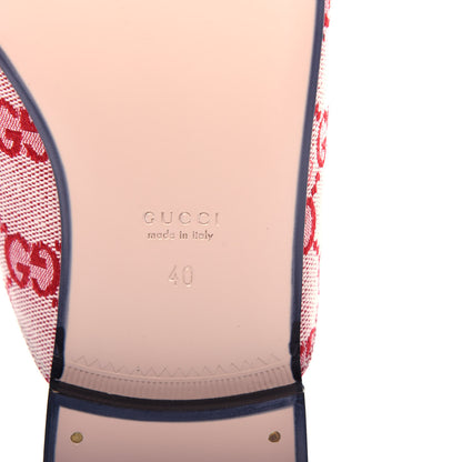 Gucci Canvas GG Monogram Horsebit Womens Princetown Slippers 40 Gardenia Hibiscus Red 9 of 11