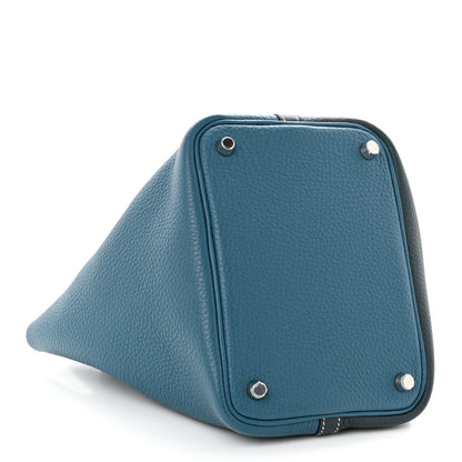 Hermes Taurillon Clemence Casaque Picotin Lock 18 PM Vert Bosphore Vert Cypress 4 of 11
