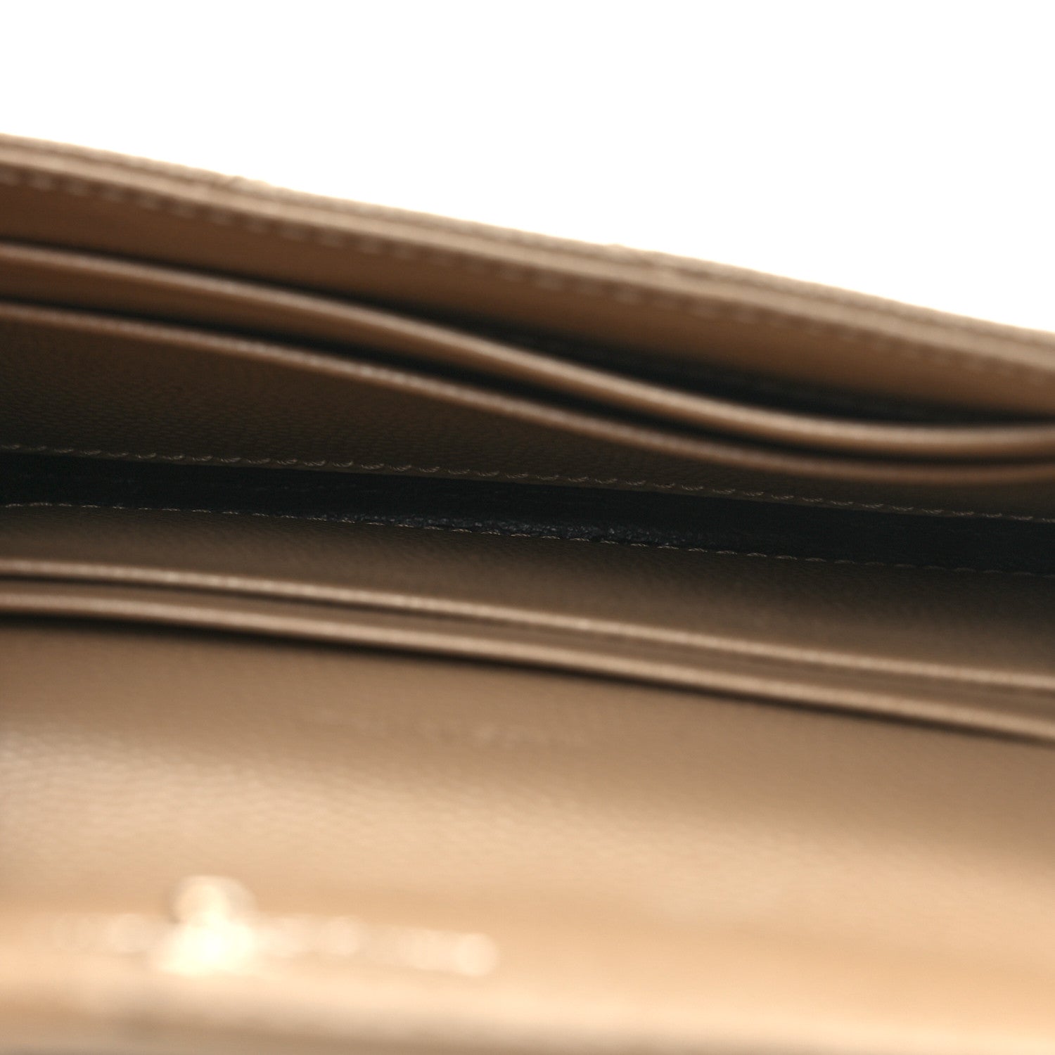Saint Laurent Grain De Poudre Matelasse Chevron Small Monogram Envelope Wallet Dark Beige 5 of 9