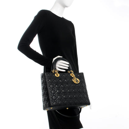 Christian Dior Lambskin Cannage Large Lady Dior Black 3 of 8
