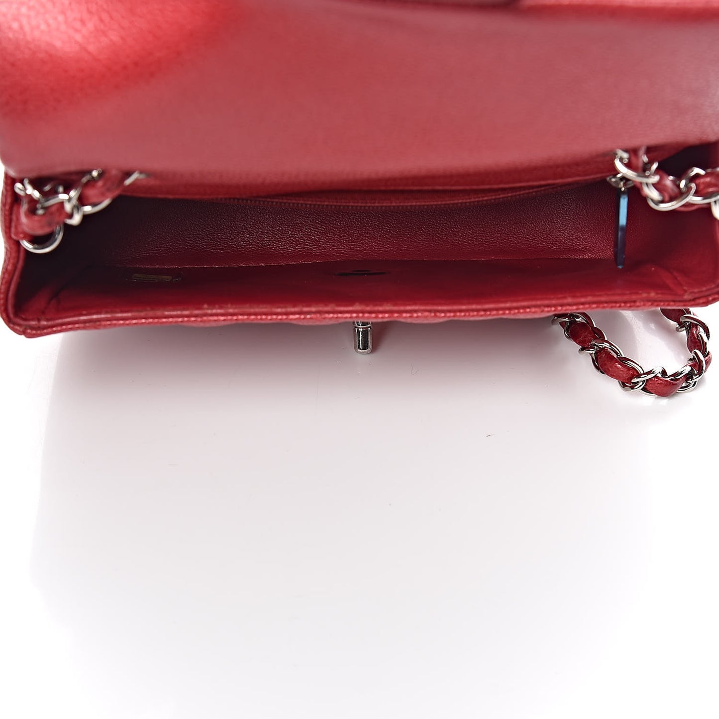 Caviar Quilted Mini Rectangular Flap Red