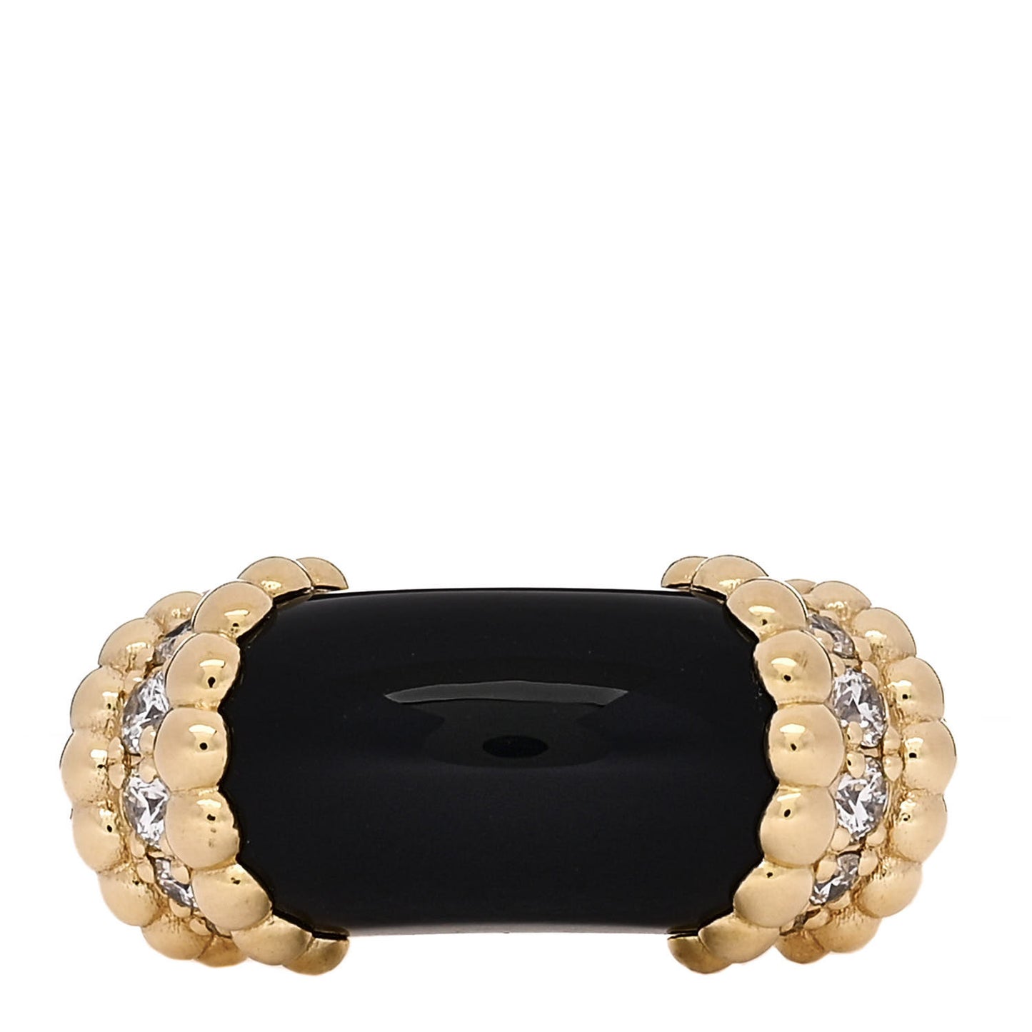 18K Yellow Gold Diamond Black Onyx Perlee Couleurs Ring 49 5