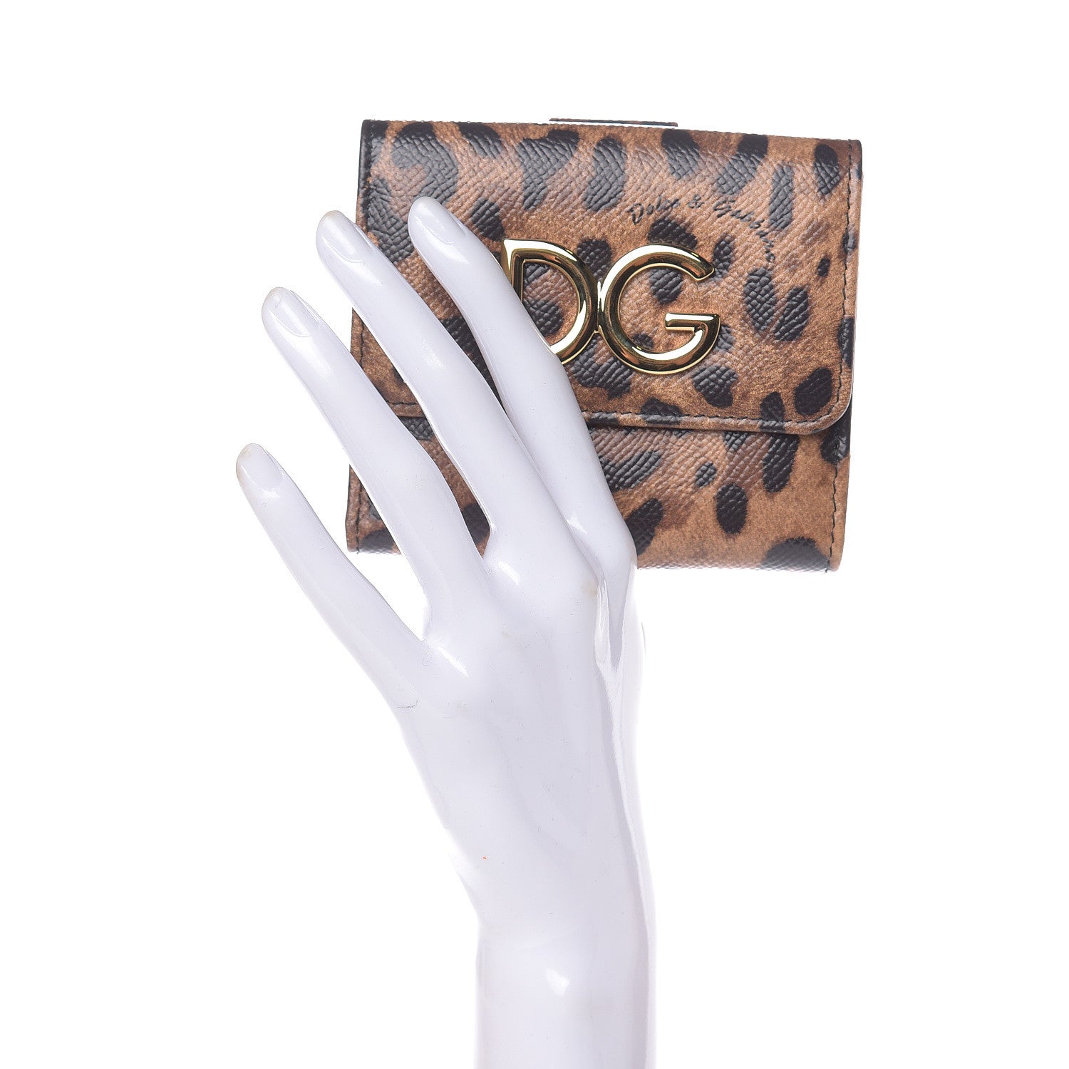 Dolce & Gabbana Dauphine Leopard Printed Logo French Flap Wallet Black 2 of 7