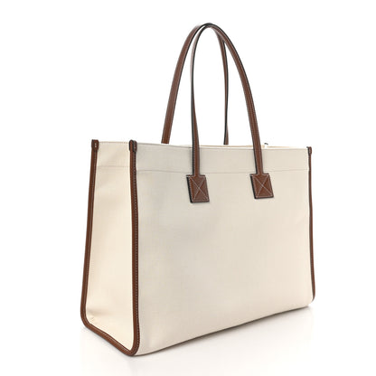 Burberry Canvas Smooth Calfskin Medium Two Tone Freya Tote Brown 3 of 9