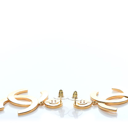 Chanel Metal Large Paris Button Earrings Gold 3 of 5