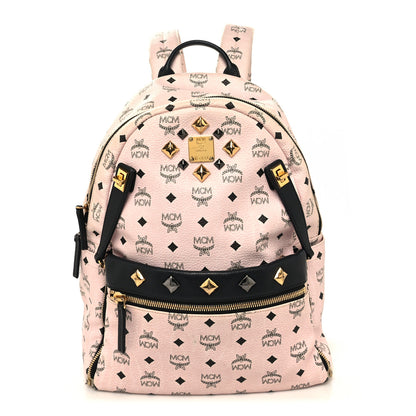MCM Visetos Studded Dual Stark Backpack Chalk Pink Black 1 of 12