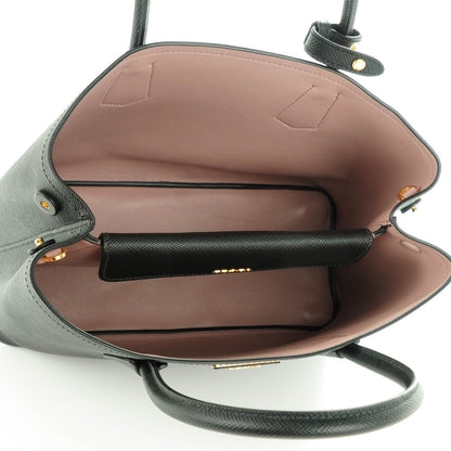Prada Saffiano Cuir Medium Double Bag Black Mughetto 5 of 7