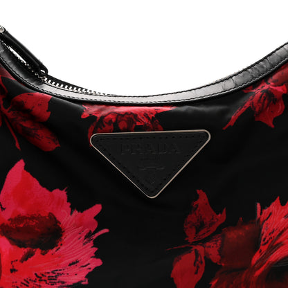 Prada Tessuto Nylon Rose Shoulder Bag Black Rosso 8 of 11